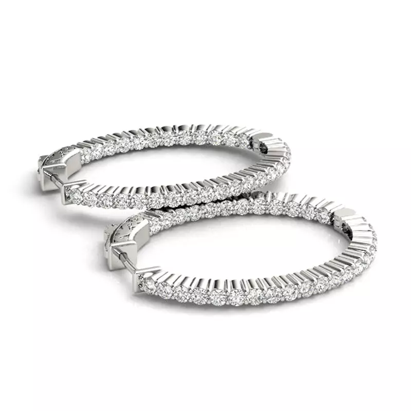14K White Gold Endless Diamond Hoop Earrings (5 1/4 ct. tw.)
